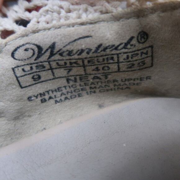 Wanted Shoes Womens 9 Oxford Flats Fashion Crochet Casual Lace Up Neat Beige - Picture 16 of 16
